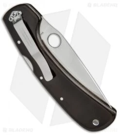 Spyderco Wayne Goddard Lock Back Knife Brown Micarta (3.625" Satin Full Serr) -Spyderco Sales spyderco wayne goddard brown BHQ 37229 er side